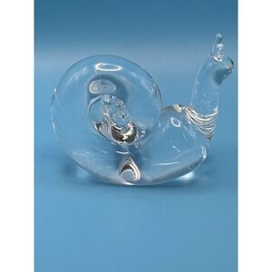 Steuben Vintage Crystal SNAIL Paperweight Hand Cooler Figurine Signed Art Glass
